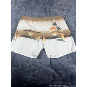 Islander Mens Swim Trunks ‎ Drawstring Mesh Lining Fish Marlin Tan Orange Sz 36